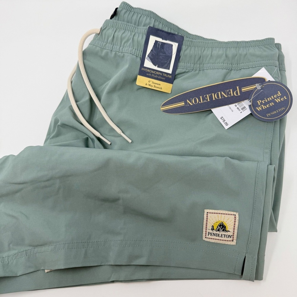 Pendleton Mens XL Hydromorph Swim Trunks Sage Green 6 Inch Inseam NEW